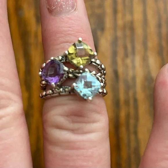 Jai Sterling Sliver Multi-Stone Ring - Picture 3 of 6